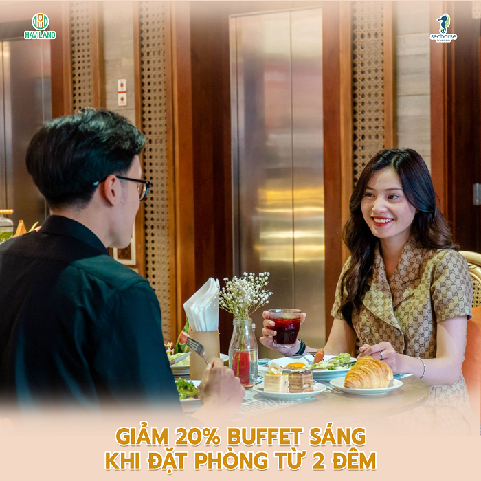 Seahorse Han Market giảm 20% Buffet sáng khi du khách công tác đặt phòng từ 2 đêm trở lên